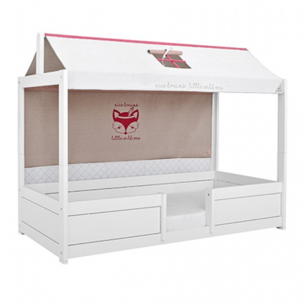 47611-10 LIFETIME 4-in-1 bed met dakconstructie. HET BED VOOR EEN LIFETIME. Kleur WIT. Met rollattenbodem.