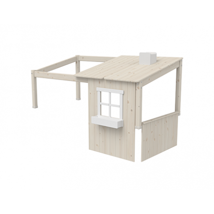 82-70173-90 FLEXA Classis Huis opbouw(met 1 raam) voor op een eenpersoons bed of Halfhoogslaper. Kleur: White wash en wit.