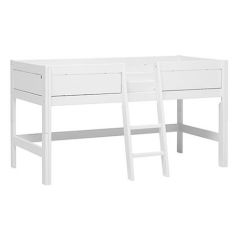 46203-10 Lifetime minihoogslaper incl. rollattenbodem, SCHUINE TRAP IN HET MIDDEN met 2 treden, 1/1 en gedeelde uitvalb. standaard front. KLEUR: WIT. LAATSTE BESCHIKBARE VOORRAAD, DAARNA NIET MEER IN DE LIFETIME COLLECTIE.