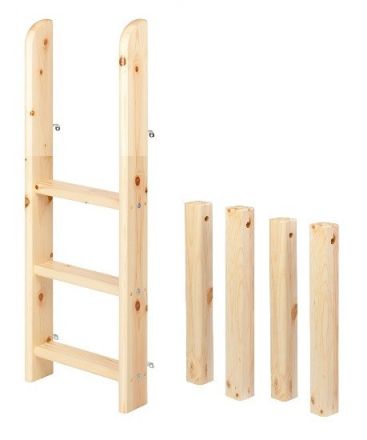80-01309-1 FLEXA Ladder en onderzetpoten voor halfhoog bed van 120cm hoog. KLEUR: BLANK GRENEN.
