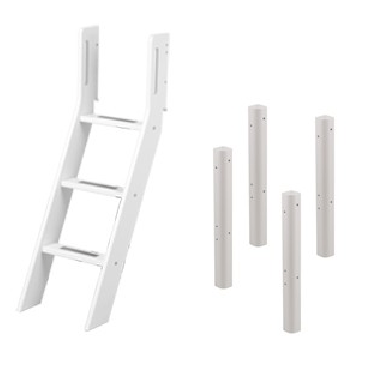 80-17320-40 FLEXA WHITE Verhogingspoten met schuine ladder voor ombouw naar halfhoogslaper.