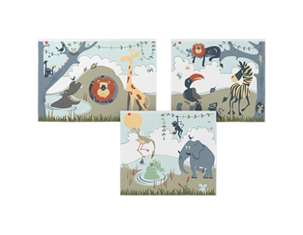 83-20241 FLEXA Gordijnset SAFARI 3-delig. Voor de voorzijde en 1 zijde van classic halfhoogslapers en verhoogdhalfhoogslapers. LAATSTE BESCHIKBARE VOORRAAD, DAARNA NIET MEER TE BESTELLEN.