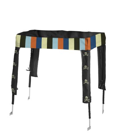 83-30054 FLEXA Daktent Piraat. Kleur zwart/gestreept. LAATSTE VOORRAAD, DIT ARTIKEL GAAT UIT DE COLLECTIE.